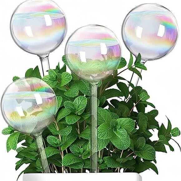 Iridescent Clear Indoor Plant Watering Globes Auto Self Water Bulbs Orb - Picture 1 of 8